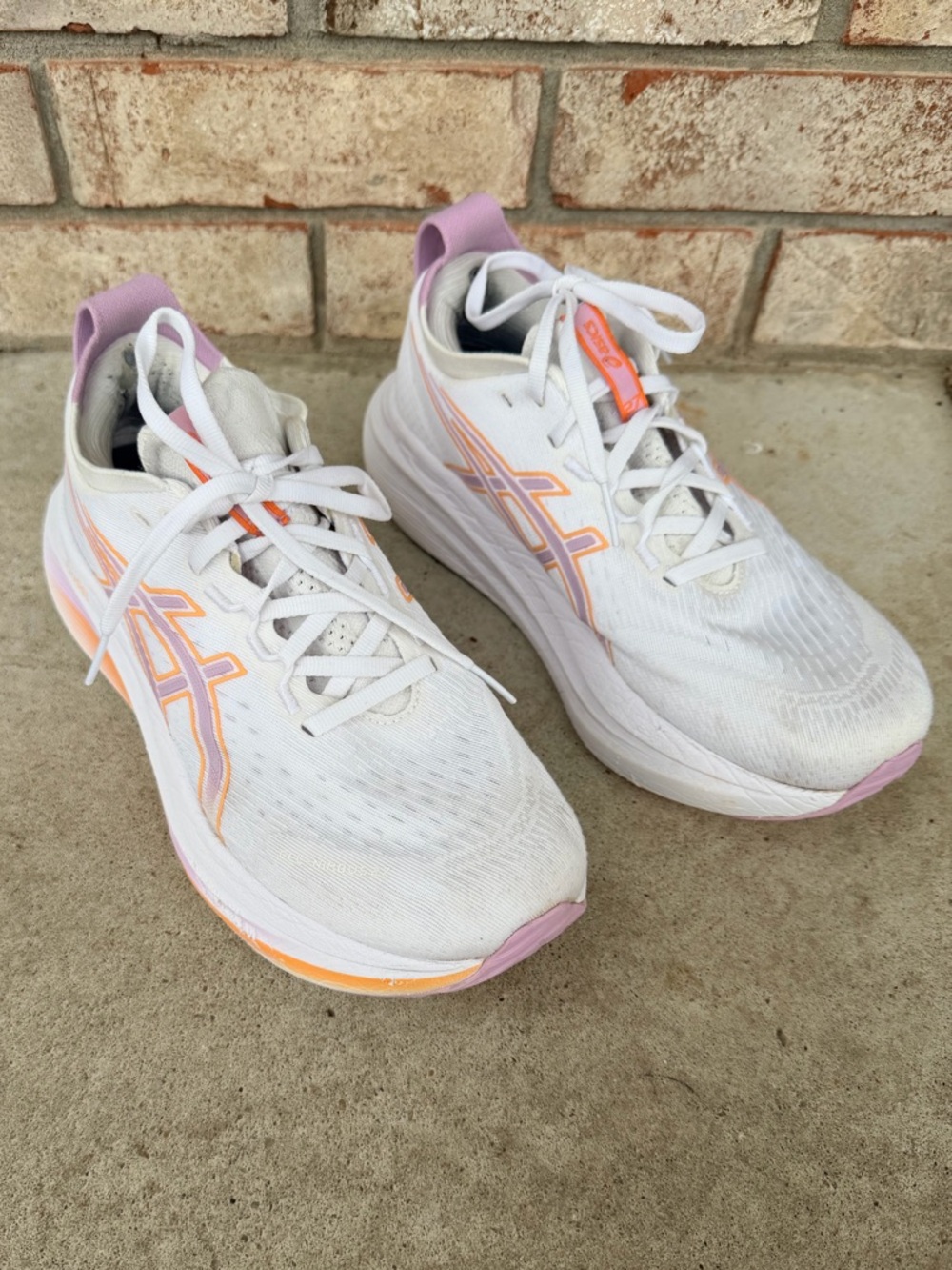 ASICS White Running Sneakers with Pink & Orange Accents